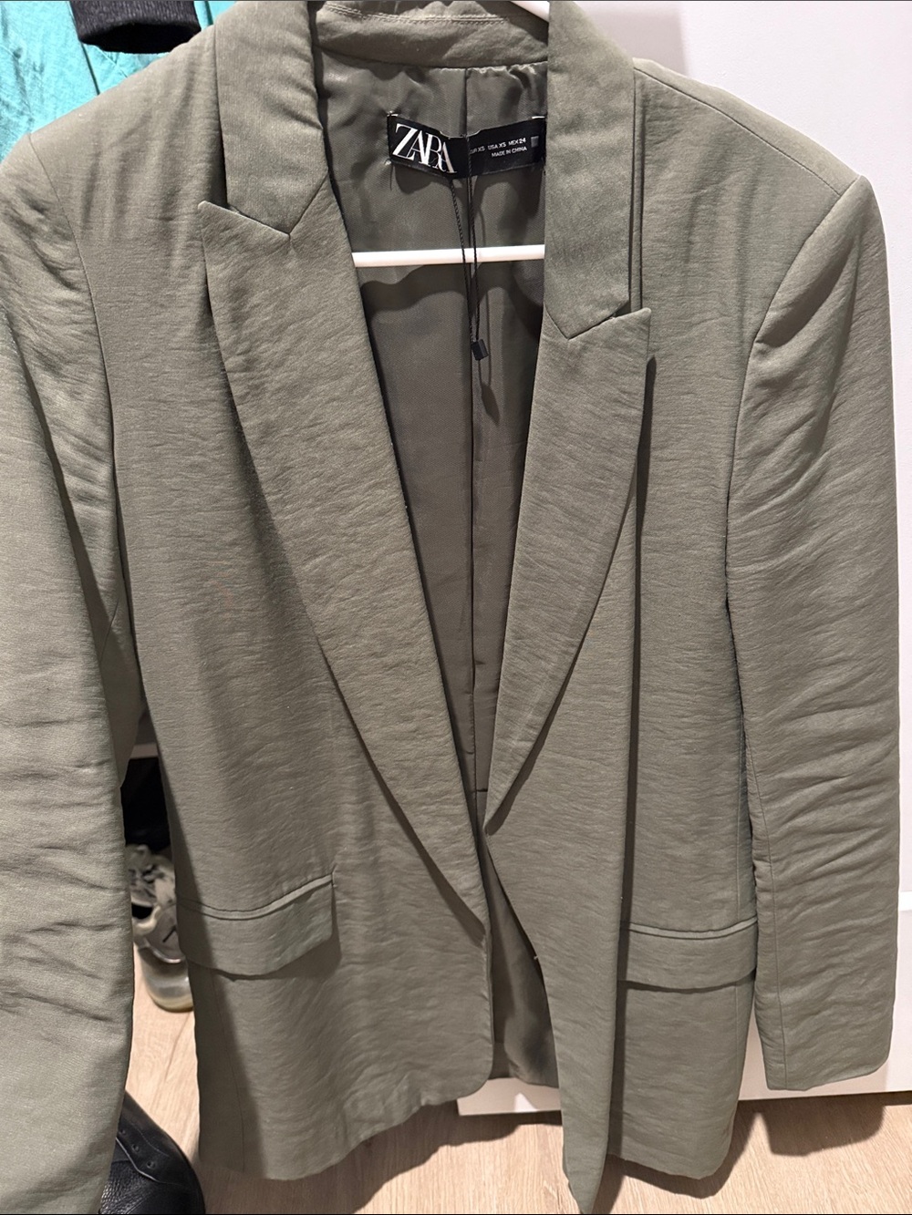 Zara sage green single-breasted blazer